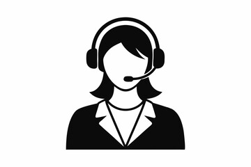 Call center woman silhouette vector, Customer service icon, news presenter icon