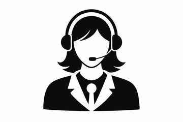 Call center woman silhouette vector, Customer service icon, news presenter icon