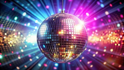 Obraz premium A shiny disco ball hanging at a party , dance, reflections, mirror, night, club, glitter, lights, music
