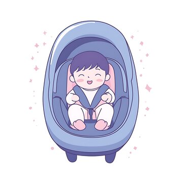 recommend clip art: Happy Baby Sitting in a Car Seat with a Smiling Face.