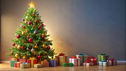 Christmas tree surrounded by colorful gifts, Christmas, tree, gifts, presents, holiday, festive, decorations, ornaments