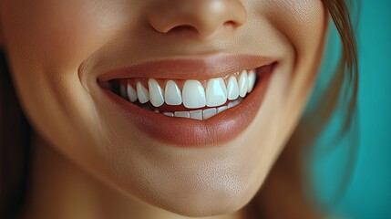 Close-up of a woman's smiling mouth revealing white teeth