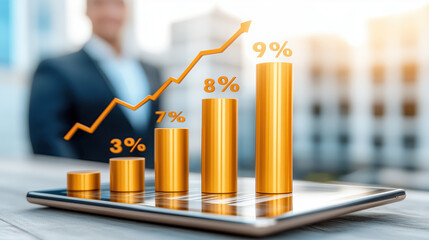 Futuristic 3d data visualization with glowing blue lines and stripes symbolizing growth and progress for business presentations and technology related projects.