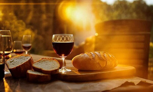 Holy Communion with Bread and Wine Jesus' Sacrifice