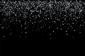 Christmas snow. Falling snowflakes on a dark background. Snowfall. Vector illustration.
