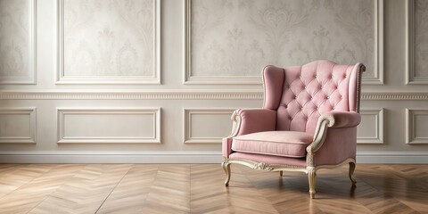Cozy pink chair in vintage room interior, pink, chair, vintage, cozy, interior, home decor, comfortable, stylish, design
