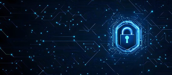 Fototapeta premium Abstract blue digital security lock icon