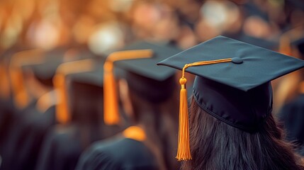 A Close-Up of a Graduate's Cap and Gown with Golden Tassel