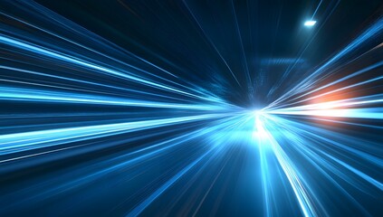 Abstract blue light speed lines background with a blur effect, a futuristic technology concept