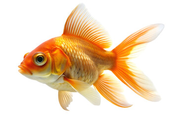 Bright orange goldfish isolated on transparent background