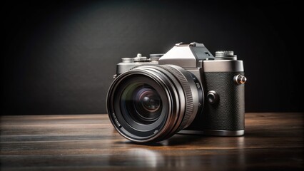 Fujifilm X-T3 camera with lens on a dark desk, photography, Fujifilm, X-T3, camera, professional, equipment, technology