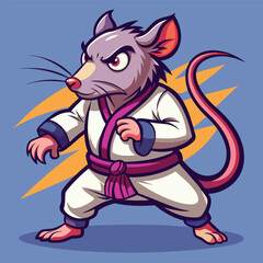 Karate Rat isolated on dynamic and vibrant vector illustration