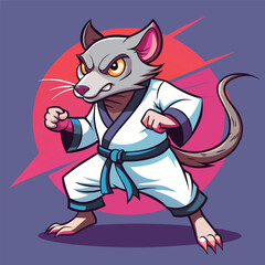 Karate Rat isolated on dynamic and vibrant vector illustration