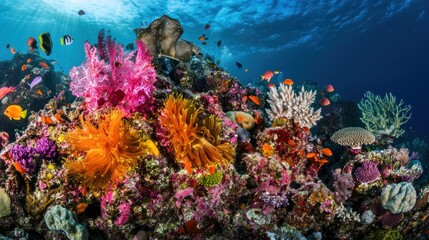 Obraz premium Vibrant Underwater Coral Reef Landscape