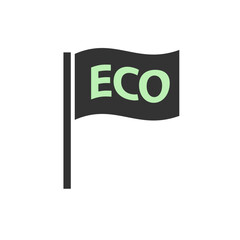 Eco-Friendly Flag Icon with Green Text on White Background. eco-friendly flag icon featuring the text 'ECO' in green. Represents environmental awareness and sustainable concepts.