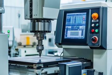 CNC machining is a precise automated manufacturing process that uses computer-controlled tools to cut and shape materials with high accuracy. The image showcases a CNC machine in operation, demonstrat