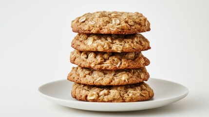 Stack of Freshly Baked Oatmeal Cookies