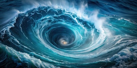 Powerful ocean whirlpool in the deep sea , whirlpool, water, vortex, powerful, ocean, deep sea, turbulence