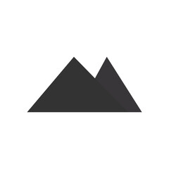  Black Mountain Shape Icon on White Background. A simple black mountain icon with a minimalist design on a white background, perfect for logos or graphic design.