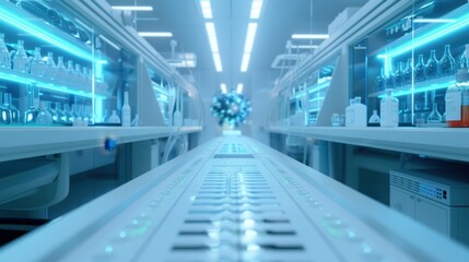 Advanced biotechnology lab, cutting-edge research facility, focused on virus genome analysis, equipped with state-of-the-art technology, fostering innovative scientific discoveries.