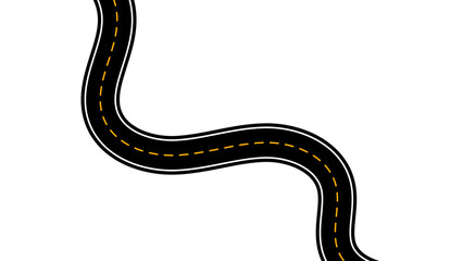 Horizontal asphalt road template. Winding road. Journey traffic curved highway. Seamless highway marking Isolated on background. Straight and winding road road. vector illustration