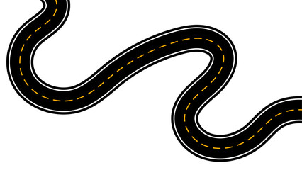 Horizontal asphalt road template. Winding road. Journey traffic curved highway. Seamless highway marking Isolated on background. Straight and winding road road. vector illustration