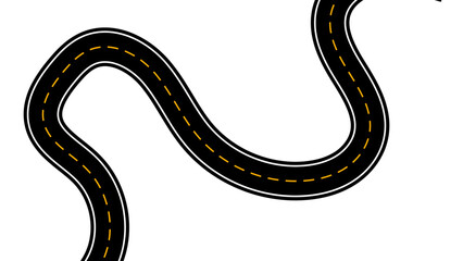 Horizontal asphalt road template. Winding road. Journey traffic curved highway. Seamless highway marking Isolated on background. Straight and winding road road. vector illustration