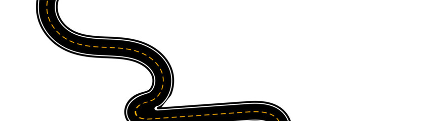 Horizontal asphalt road template. Winding road. Journey traffic curved highway. Seamless highway marking Isolated on background. Straight and winding road road. vector illustration
