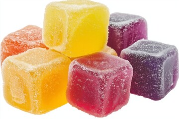 Colorful gummy candies on a white background 