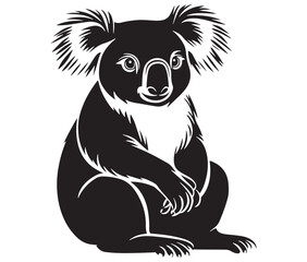Silhouette cartoon koala on isolated background vector illustration 