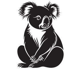 Silhouette cartoon koala on isolated background vector illustration 