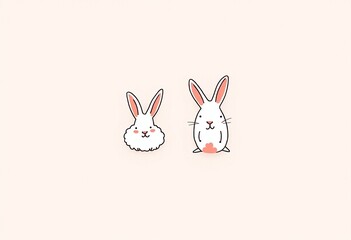 Obraz premium Cute Rabbit Doodle Icons: Perfect for Adding a Touch of Whimsy to Your Designs