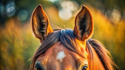 Close-up of horse ears showing concentration and focus, equestrian, horse, sports, close-up, ears, animal, nature, outdoor