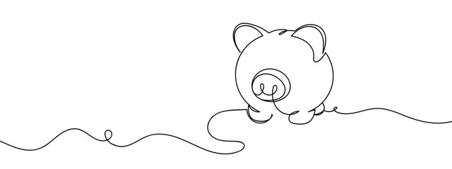 pig piggy bank line art vector illustration with transparent background editable stroke. © Proongnee