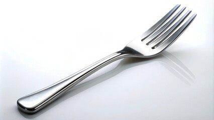 Isolated shiny stainless steel fork, fork, utensil, cutlery, silverware, shiny, metal, stainless steel, kitchen, dining