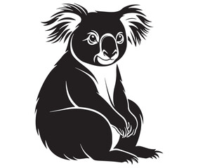 Silhouette cartoon koala on isolated background vector illustration 