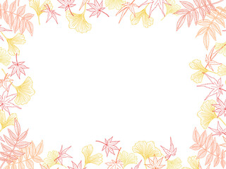 秋の植物の線画フレーム①カラー