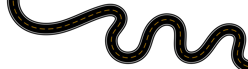 Winding road. Journey traffic curved highway. Road to horizon in perspective. Winding asphalt empty line isolated vector concept. Straight and winding road road. vector illustration