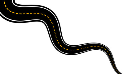 Winding road. Journey traffic curved highway. Road to horizon in perspective. Winding asphalt empty line isolated vector concept. Straight and winding road road. vector illustration