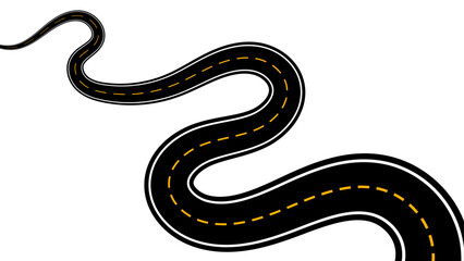 Winding road. Journey traffic curved highway. Road to horizon in perspective. Winding asphalt empty line isolated vector concept. Straight and winding road road. vector illustration