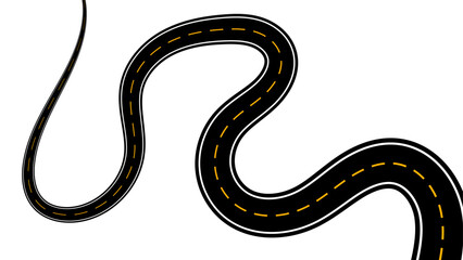 Winding road. Journey traffic curved highway. Road to horizon in perspective. Winding asphalt empty line isolated vector concept. Straight and winding road road. vector illustration