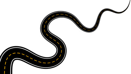 Winding road. Journey traffic curved highway. Road to horizon in perspective. Winding asphalt empty line isolated vector concept. Straight and winding road road. vector illustration