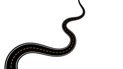 Winding road. Journey traffic curved highway. Road to horizon in perspective. Winding asphalt empty line isolated vector concept. Straight and winding road road. vector illustration