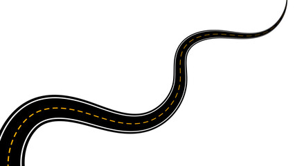 Winding road. Journey traffic curved highway. Road to horizon in perspective. Winding asphalt empty line isolated vector concept. Straight and winding road road. vector illustration