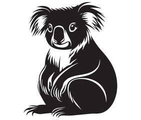 Silhouette cartoon koala on isolated background vector illustration 