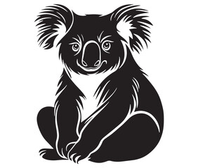Silhouette cartoon koala on isolated background vector illustration 