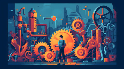 Obraz premium Mechanic Games illustration flat Vector