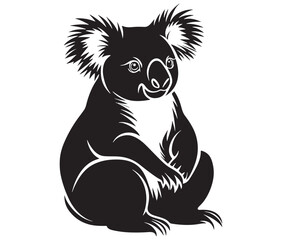 Silhouette cartoon koala on isolated background vector illustration 