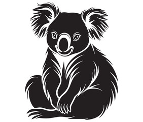 Silhouette cartoon koala on isolated background vector illustration 