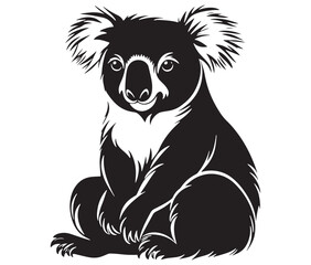 Silhouette cartoon koala on isolated background vector illustration 